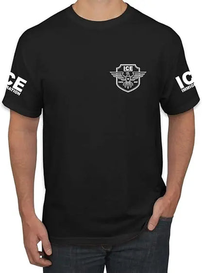 ICE Immigration Police, Fedral Agent Customs Enforcement Political Men's Novelty T-Shirt Humor Funny Letters Printed Saying Tee