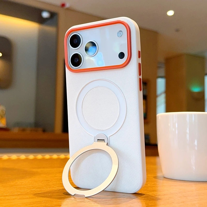 funda For iPhone Air Case ELVEV Magnetic Luxury PU Leather Anti-fall with Rotatable Ring Stand Cover for iphone17 pro max كفر