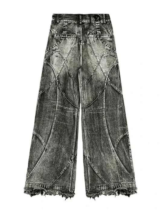 Vintage Y2k Streetwear Punk Hip Hop Jeans Women Pants Grunge Baggy Ripped Denim Trousers Gothic Distressed Wide Leg Jeans Goth