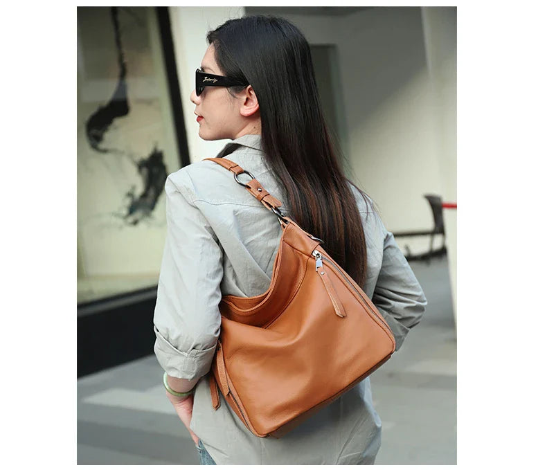 High Quality Women's Real Cow Leather Luxury Handbag, Versatile Ladies' Large Capacity Shoulder Crossbody High-end Commuting Bag