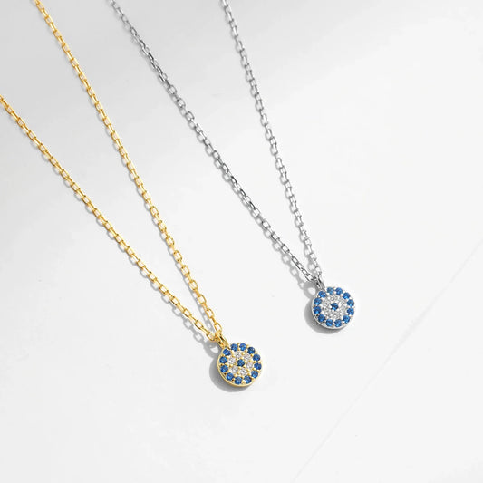 Blue Eye Necklace 925 Sterling Silver Zirconia Eyes Pendant Necklaces Trendy Link Chain Jewelry Gifts For Women Girls