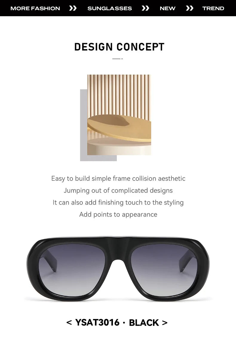Vintage Pilot Rectangular Frame  Men Sunglasses Fashion Polarized Shades UV400 Women Trending Punk Sun Glasses INS Eyeglasses