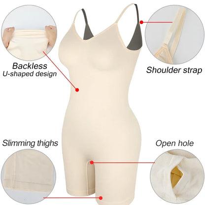 Sexy Backless Bodysuits Full Body Shaper Tummy Control Waist Trainer Slimming Sheath Butt Lifter Push Up Thigh Slimmer Shapewear