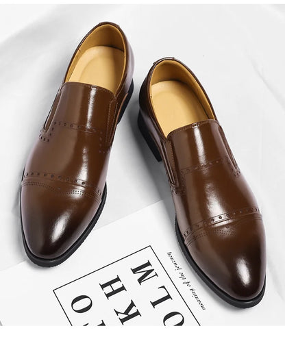 Big Size Dress Shoes for Men Solid Color Summer Autumn Fashion Business Casual Shoes Male British Style Cow Leather Shoe Man