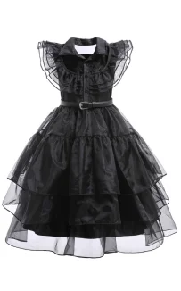 Wednesday Cosplay For Girls Costume Movie Addams Dresses for Girl Kids Mesh Party Dresses Halloween Carnival Costumes 4-12Yrs