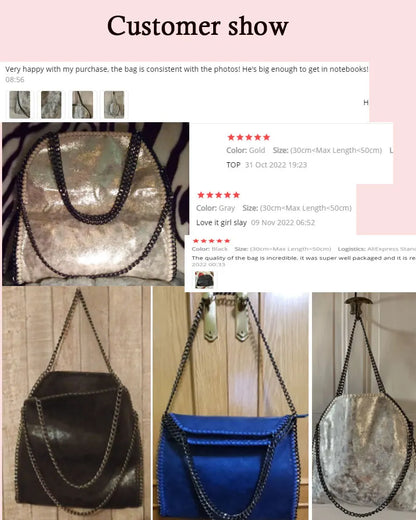 Fashion New Women's Chain Shoulder Bag Large Capacity Crossbody Tote Bag Female Foldable Solid Color Handbags Shopping Bags