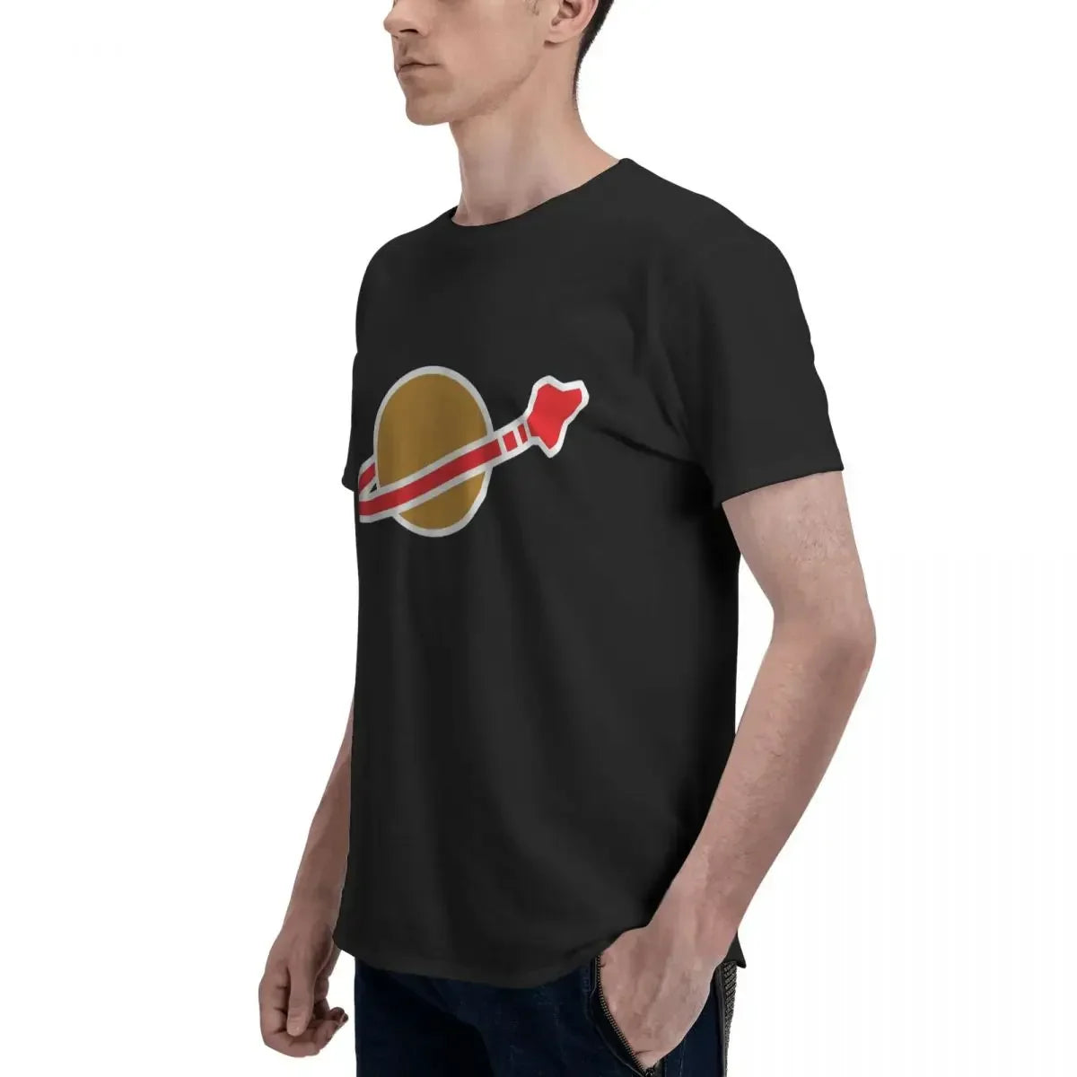 Classic Space Logo 100% Cotton T-shirt Male Classic T Shirts Men Round Neck Short Sleeve S-6XL
