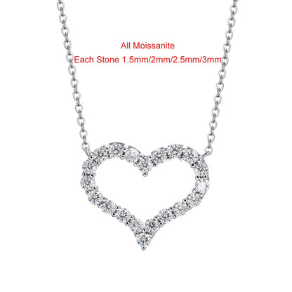 D Color Heart Shape Moissanite Diamond Jewelry Set for Women 925 Sterling Silver Pendant Necklace Stud Earrings Wedding Jewelry