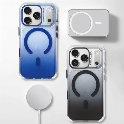 Bling Glitter Clear Gradient Color Magnetic Case For iPhone 17 17Pro 17Pro Max Original Touch Camera Button Cover for Magsafe