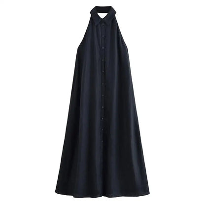 Dresses Summer Women's 2026 New Neck-Hanging Elegant Long Holiday Dress Women Street Chic Youth Loose Fashion Dress