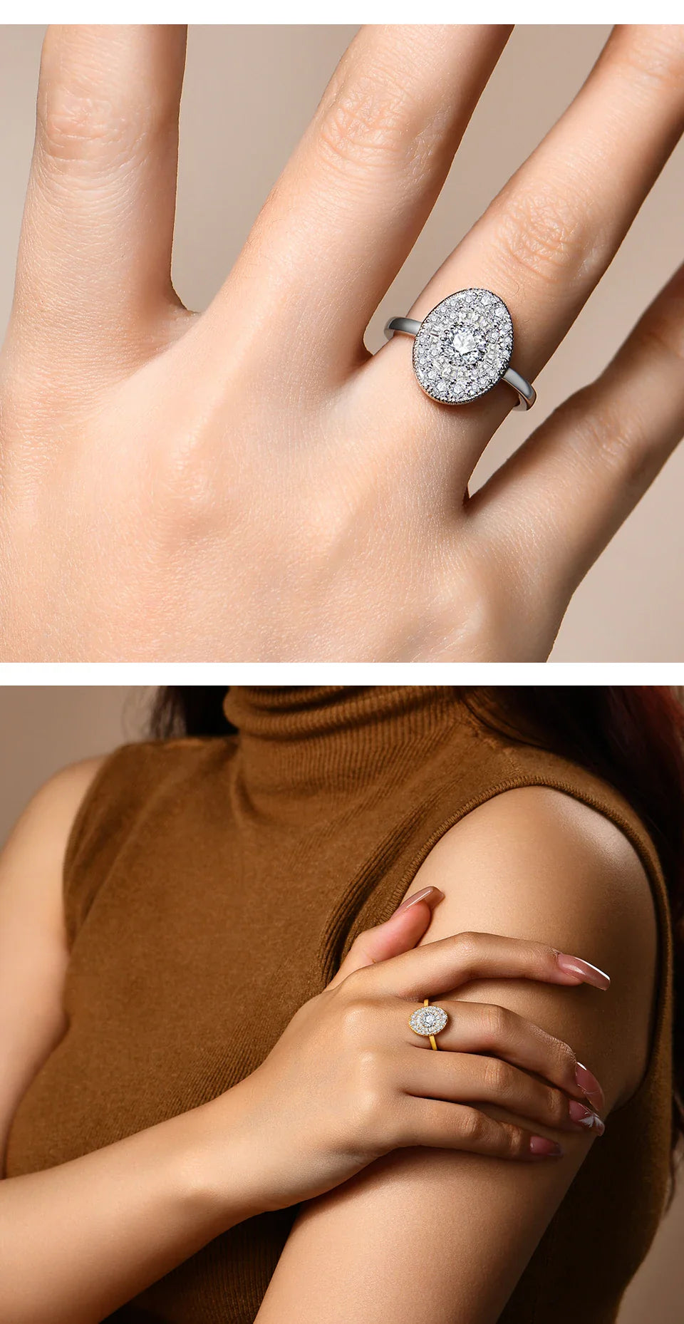 D/VVS1 Round Shape All Moissanite Diamond Rings for Women Man S925 Silver White Gold Plated Twilight Engagement Jewelry