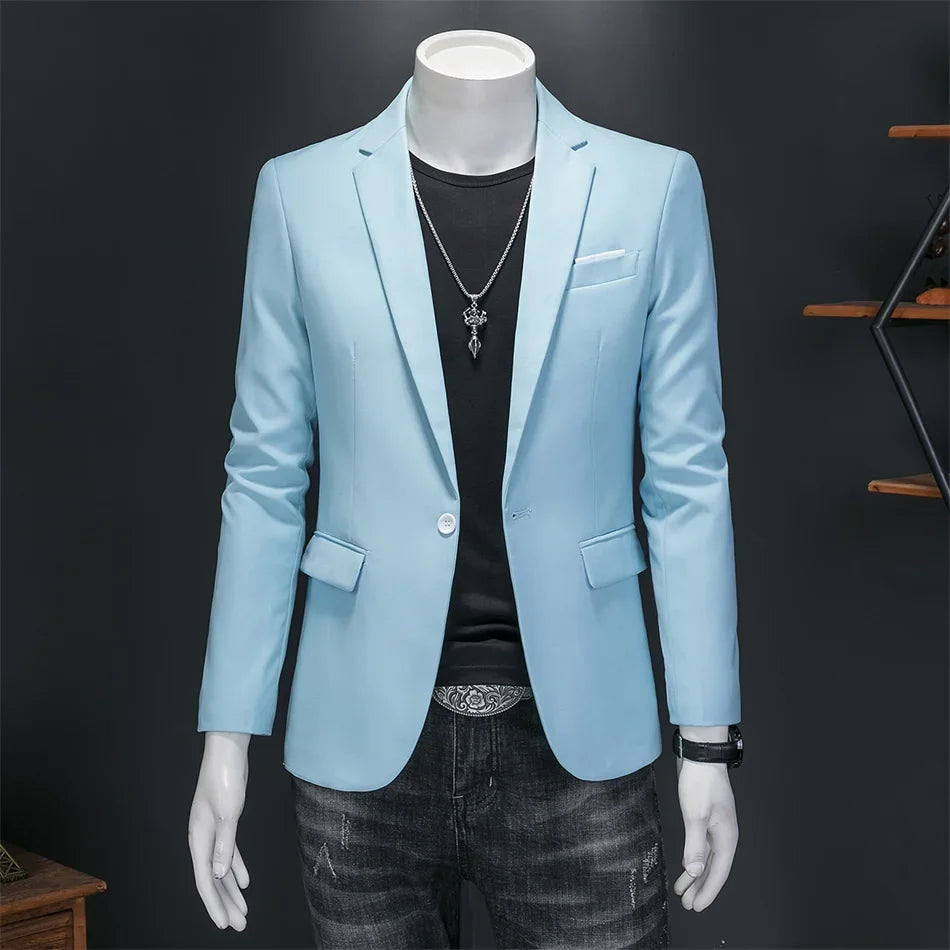 15 Color Fashion Mens Suit Jacket High Quality Slim Fit Solid Color Casual Business Mens Blazers Formal Office Wedding Suit Tops
