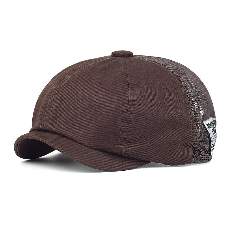 Summer Mesh Newsboy Cap Breathable Cotton Peaky Octagonal Hat Vintage Casual Cap Solid Berets Visor Gatsby Flat Ivy Hat