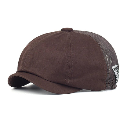 Summer Mesh Newsboy Cap Breathable Cotton Peaky Octagonal Hat Vintage Casual Cap Solid Berets Visor Gatsby Flat Ivy Hat