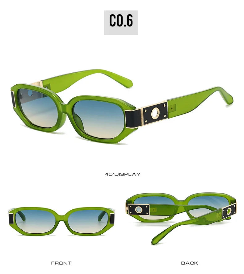 European American Polygon Small Sunglasses UV Protection Sun Glasses Multi Color Lens Women Street Fashion Outdoor Beach Shades