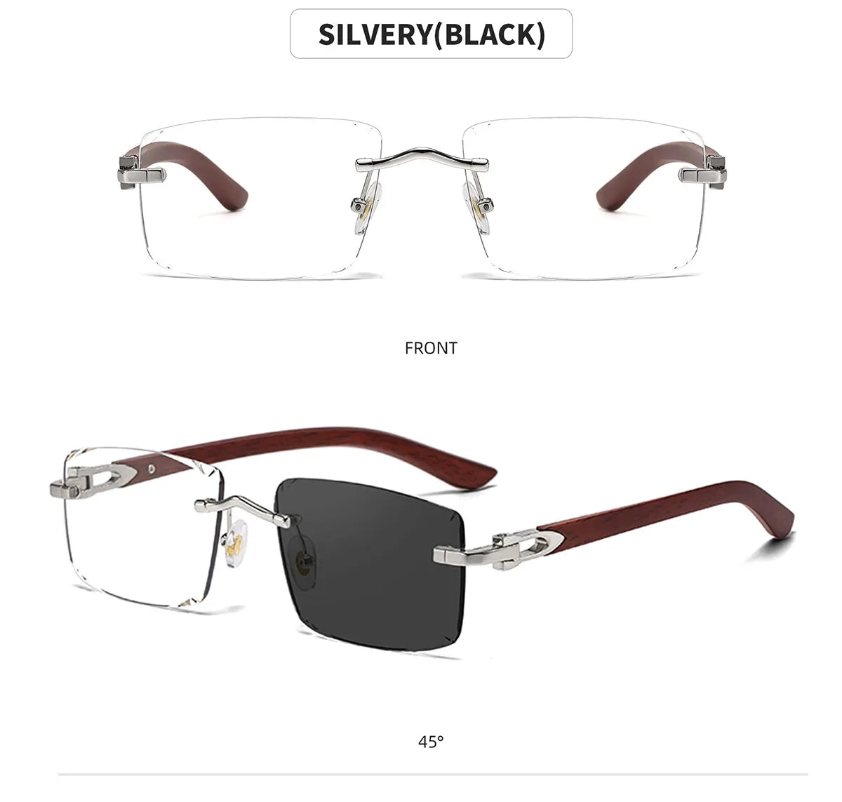 Photochromic Rimless Sunglasses Women Trendy Luxury Square Sunglass Men Vacation Sunscreen Fashion Glasses Gafas De Sol Hombre