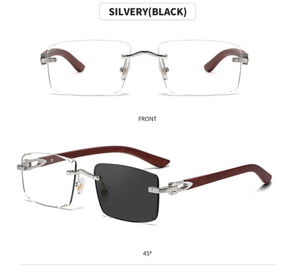 Photochromic Rimless Sunglasses Women Trendy Luxury Square Sunglass Men Vacation Sunscreen Fashion Glasses Gafas De Sol Hombre