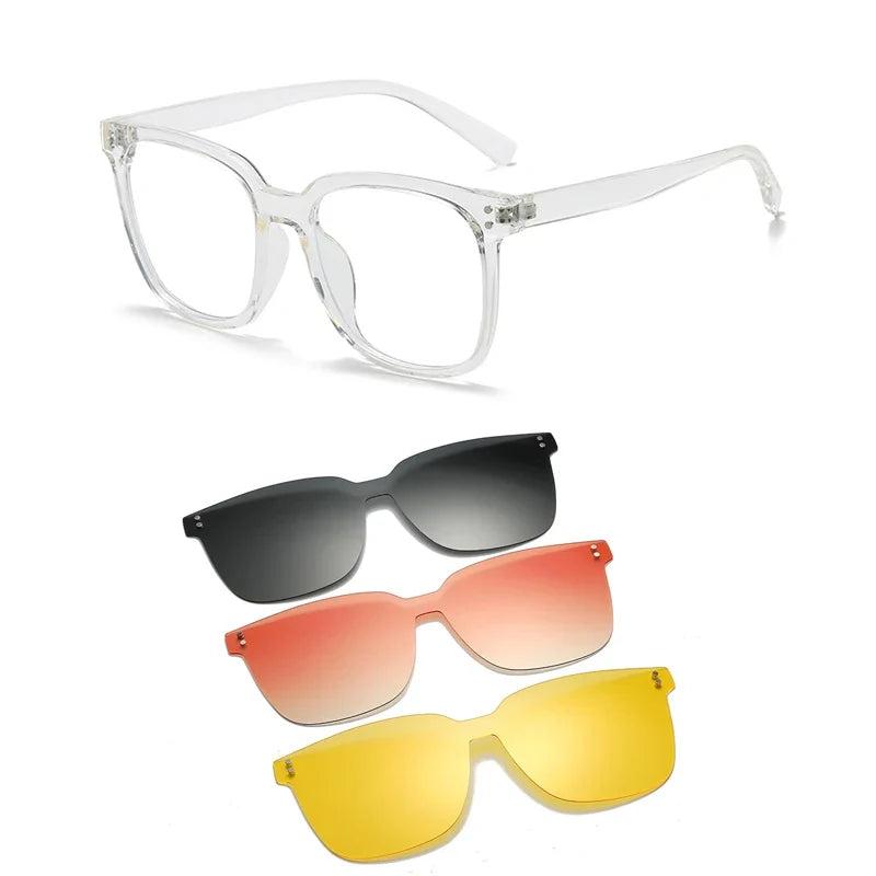 Cycling Polarized Clip On 6 In1 TR90 Myopia Sunglasses Women Magnet Sunshade Sun Glasses Eyeglasses Frame Come With Glasses Box