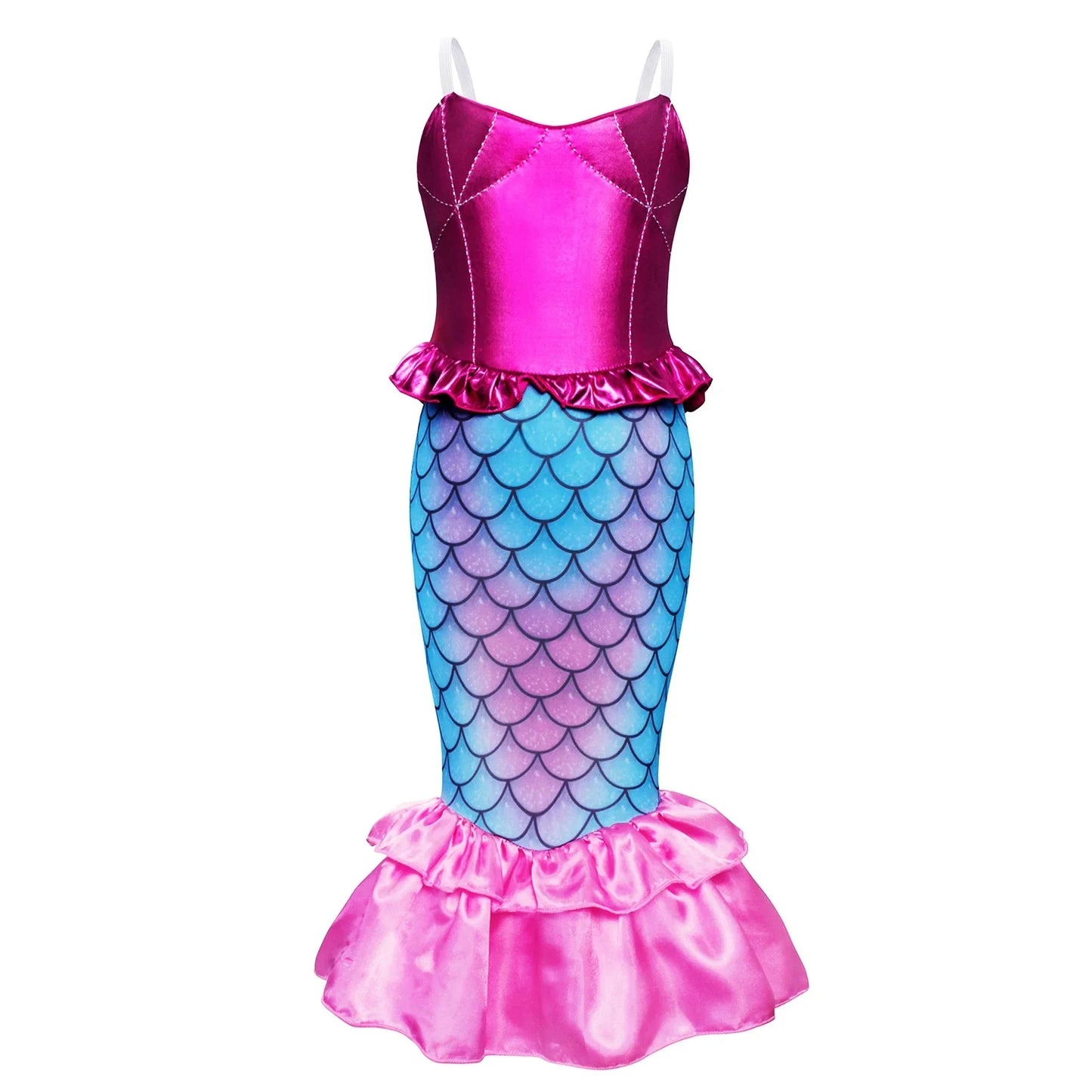 Mermaid Dress for Girl Charm Princess Cosplay Sequin Bling Costume for Kids Girl Fish Beauty Birthday Party Halloween Clothing