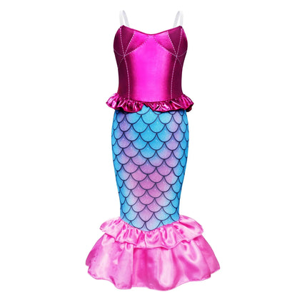 Mermaid Dress for Girl Charm Princess Cosplay Sequin Bling Costume for Kids Girl Fish Beauty Birthday Party Halloween Clothing