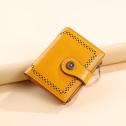 Women's Wallet Short Zipper Female Tri-Fold Vertical Card Holder Original Purse Anti-RFID