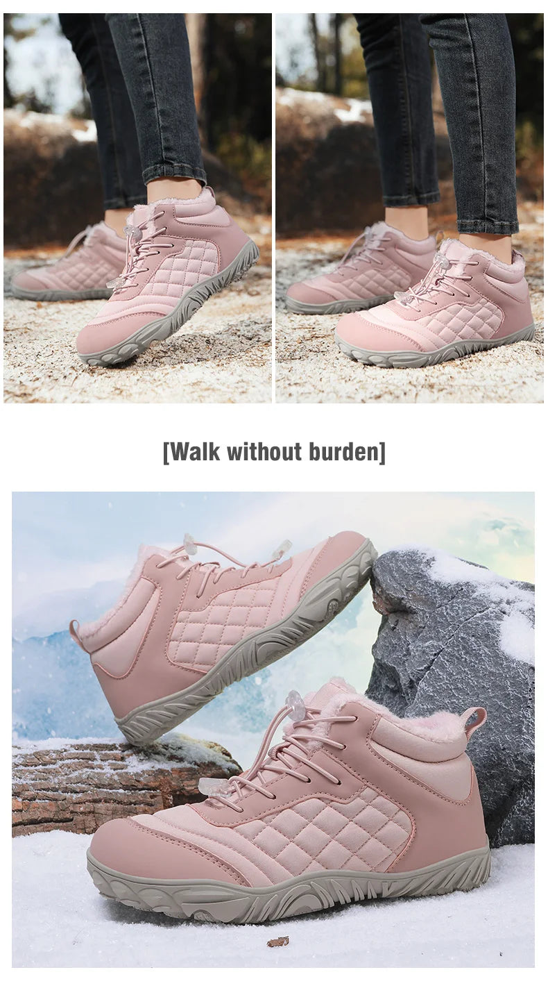 New Winter Booties Outdoor Waterproof Barefoot Boots For Men Ankle Boots Plush Warm Snow Shoes Non-slip Casual Sneakers Big Size