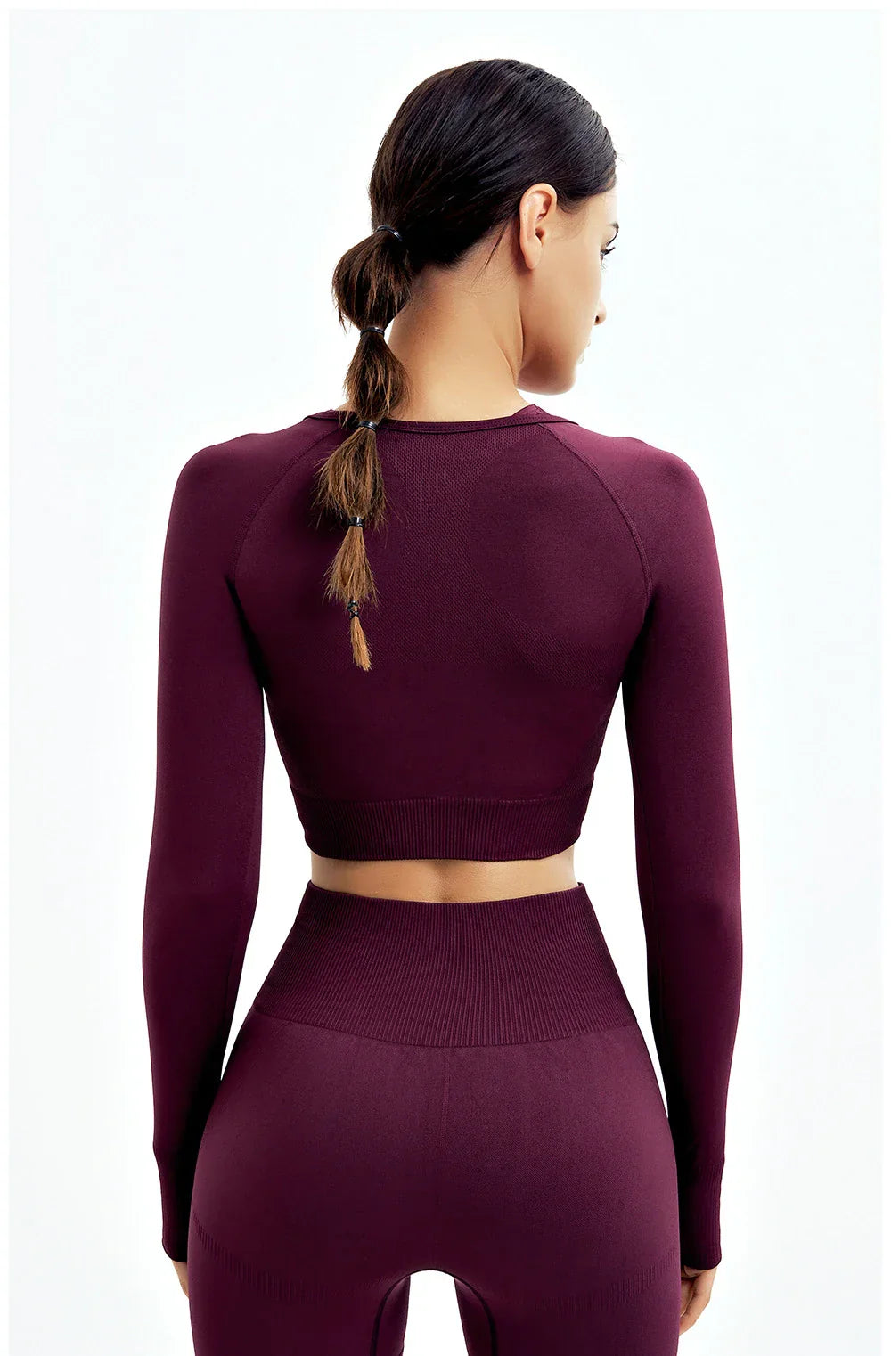 2/3Pcs Women Seamless Fitness Yoga Suit Workout Long Sleeve Crop Top Shirt Sports Bra High Waist Running Leggings Gym Clothing