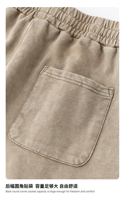 New 2025 Men Summer Loose Edge Washed Cotton Shorts Unisex Retro High Street Distressed 330gsm Shorts Brand Clothes HY1056