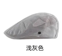 Men Women Breathable Mesh Summer Hat Newsboy Beret Ivy Cap Cabbie Flat Cap Adjustable Vintage Style