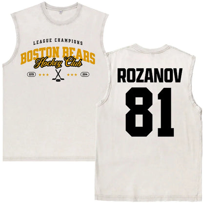 Vintage Washed Heated Rivalry Ilya Rozanov 81 Boston Raiders Tshirt Men Shane Hollander 24 Montreal Metros 100% Cotton Tees Tops