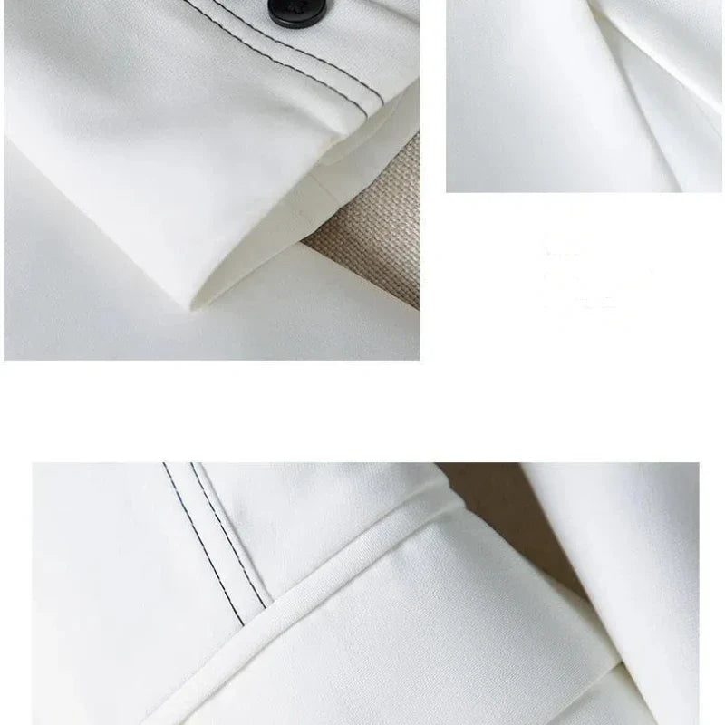 Black Blazers Women's Professional Suit Western-style OL Suits Top Exposed Line Decoration Temperament Slim Fit Line Jacket