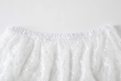 Lace Jacquard Transperant Skirt Women Summer New High Waist Sexy Casual Long Skirts 2025 Streetwear Fashion White Maxi Skirt