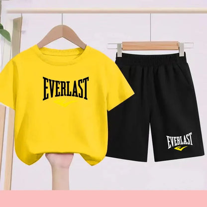 T-shirt d'été pour garçons et filles, manches courtes sportives pour enfants de 7 à 13 ans, pantalons à caractères, confortables