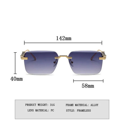 Fashion Rimless Sunglasses For Men Designer Square Sunglasses Women 2024 Trendy Retro Gafas De Sol Hombre Lunette Soleil Femme