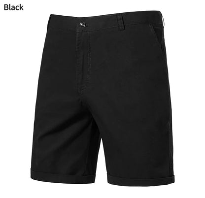 Classic Mens 100% Cotton Casual Shorts Khaki Grey Navy Black Knee Shorts American Style Streetwear Golf Shorts
