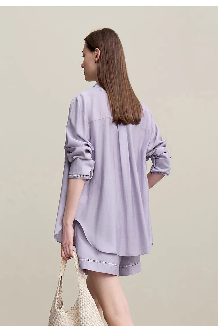 Woman Trousers 2026 Autumn New Hollow Lace Loose Shirt Separate Casual Shorts Versatile Wide-leg Women's Pants 12641014