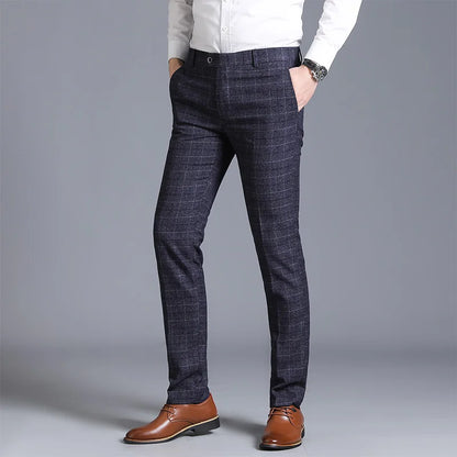 Autumn New Men's Suit Pants, Asian Sizes Office Trousers, Available in Blue, Red, Gray, and Black.