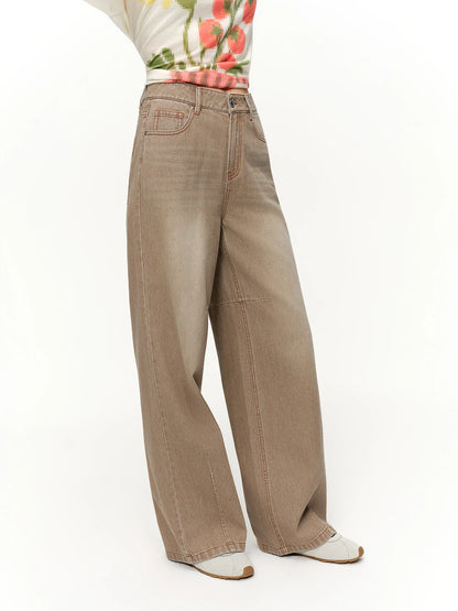 2026 Spring Women's High Waist Retro Washed Straight Leg Denim Pants - Versatile Elegant Design for Casual and Daily Wear