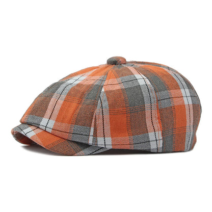 Plaid Beret Hat Short Brim Thin Lightweight Unisex British Retro Artist Cap for Men Women Fashion Accessories
