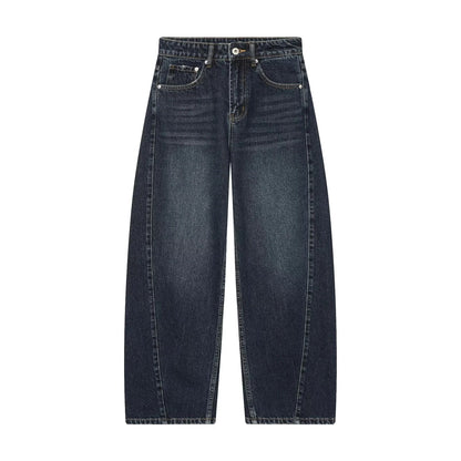 European and American style 2025 winter new women's clothing mid waist balloon version sickle bending knife jeans