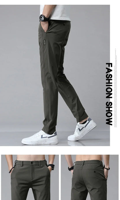 Spring Summer Ultra-thin Men's Stretch Slim Straight Casual Pants High Quality Fashion Breathable Golf Sports Trousers