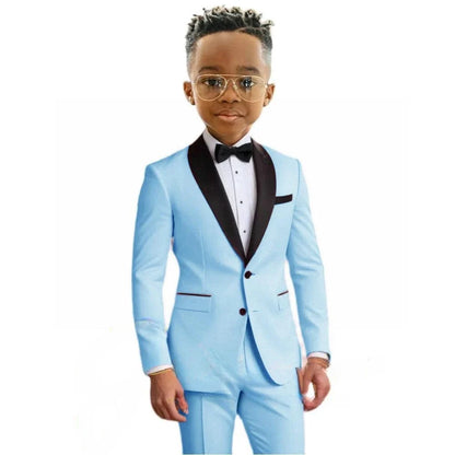Hot Sale Boy's Solid Suit Set 2 Pieces Jacket Pants Formal Shawl Lapel Kids Tuxedo For Birthday Party School Performance Wear