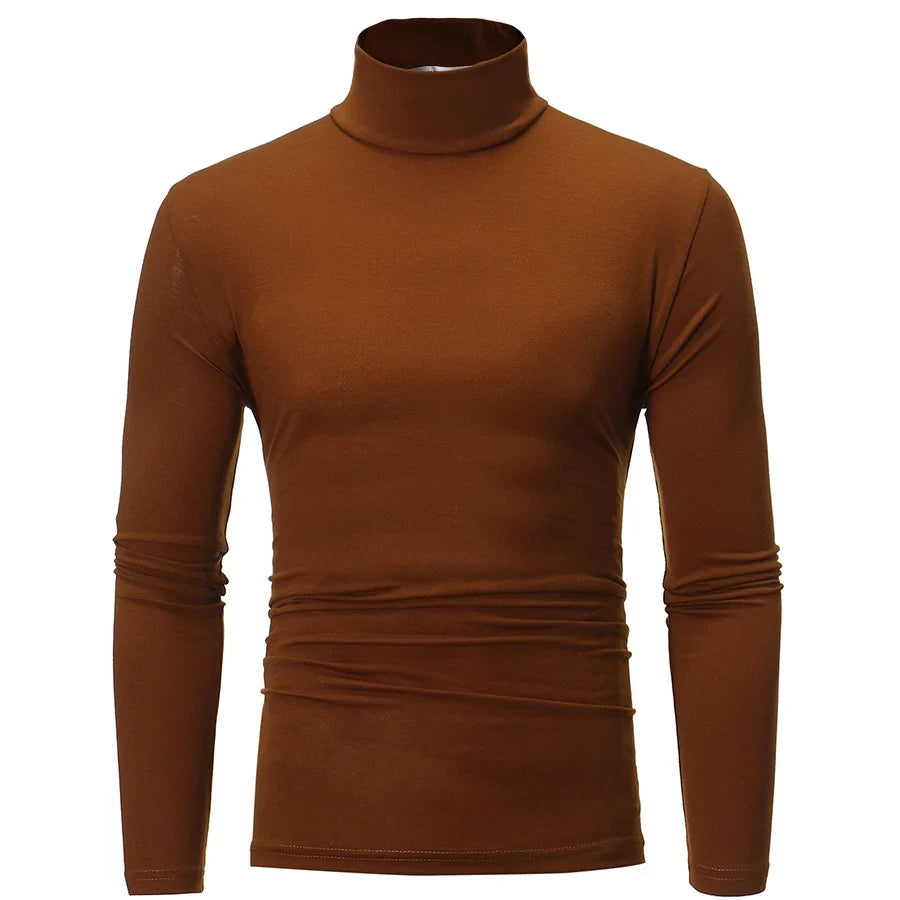 2pcs Men Thin Warm Tops Men's Autumn Long-sleeved Thermal Underwer Male High Collar Fashion T-shirt