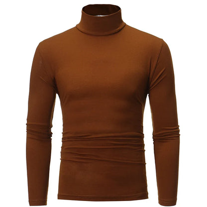 2pcs Men Thin Warm Tops Men's Autumn Long-sleeved Thermal Underwer Male High Collar Fashion T-shirt