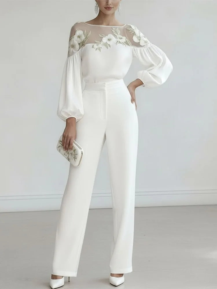 Bonboho Women's Sheer Floral Embroidered Shirt Top 2026 Spring New Puff Sleeves Loose Fit Blouse Female Elegant T-shirt