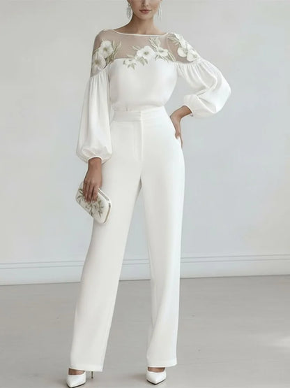 Bonboho Women's Sheer Floral Embroidered Shirt Top 2026 Spring New Puff Sleeves Loose Fit Blouse Female Elegant T-shirt
