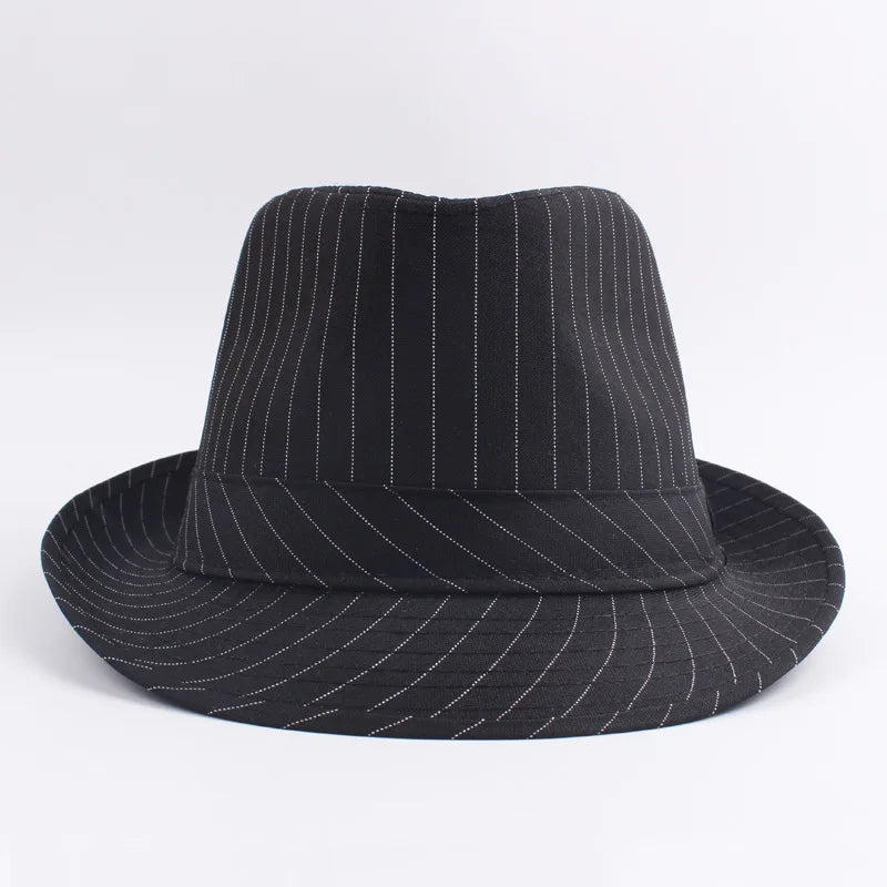 Spring and Autumn British Black and White Striped Cloth Jazz Fedoras  Men's New Casual Versatile Couple Sunshade Hat Outdoor