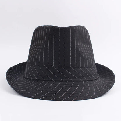Spring and Autumn British Black and White Striped Cloth Jazz Fedoras  Men's New Casual Versatile Couple Sunshade Hat Outdoor