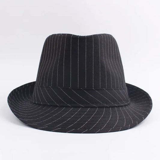 Spring and Autumn British Black and White Striped Cloth Jazz Fedoras  Men's New Casual Versatile Couple Sunshade Hat Outdoor