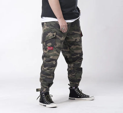 Big Size Men's Cargo Pant Elastic Waist Cotton Jogger Trouser Male Camouflage Loose Spring Pocket Extra Large Plus Baggy Hip Hop